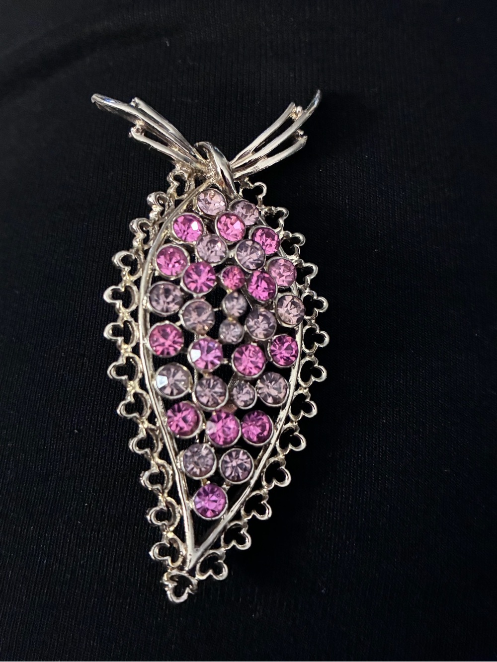 Vintage Pink and Mauve Crystal Brooch.
